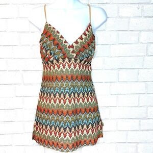 Vtg Y2K Babydoll Crochet Mesh Cami Top Small Boho Festival‎ Hippie Missoni Retro